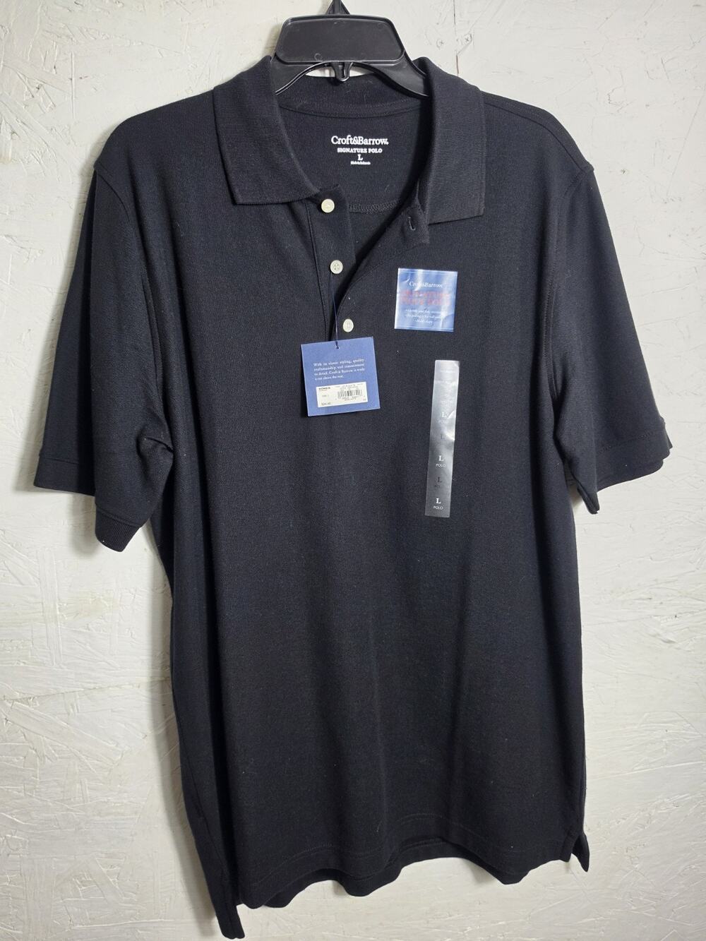 Croft And Barrow Men's Polo Golf Shirt Black Short Sleeve Shirt Size L NWT
